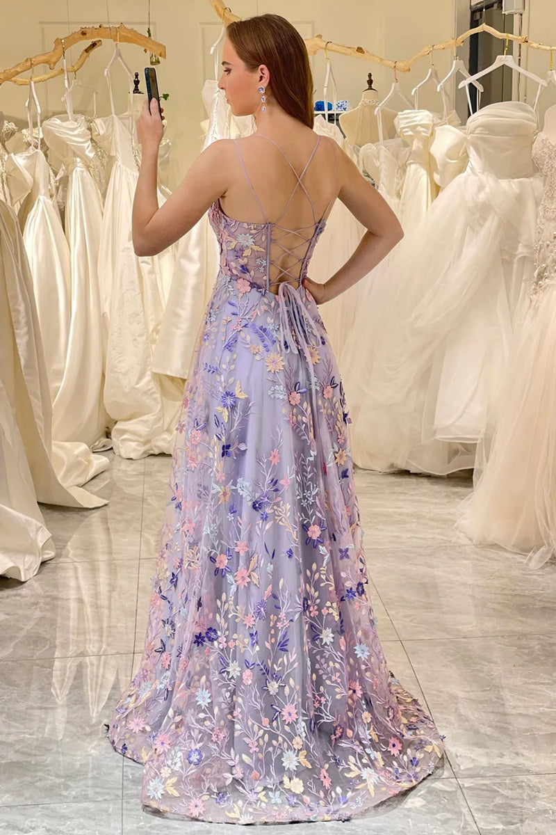 V Neck Backless Purple Long Prom Dresses, Open Back Purple Long Formal Evening Dresses,DS4553 main image 1