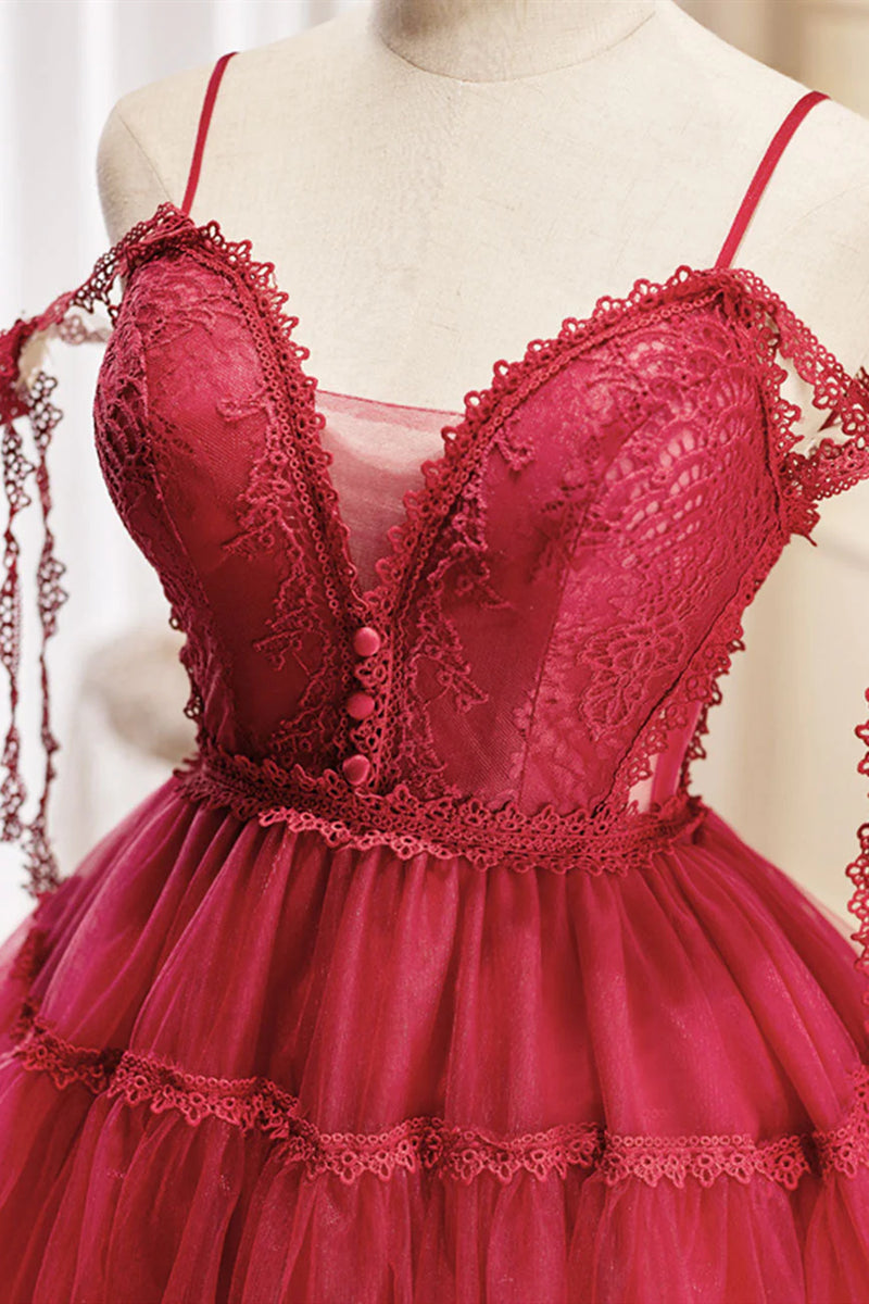 strapless open back dress Annie Red Netted Short Dress main image 0
