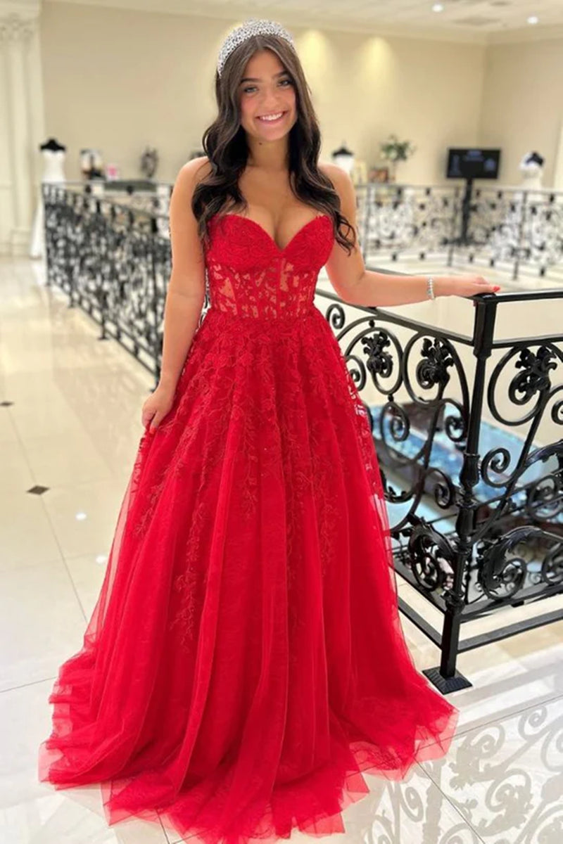 navy blue dress for baby girl Red Ruffled Puffed Sleeve Prom Dresses with Slit Off The Shoulder Formal Gown 24031 Red / 16W main image 1