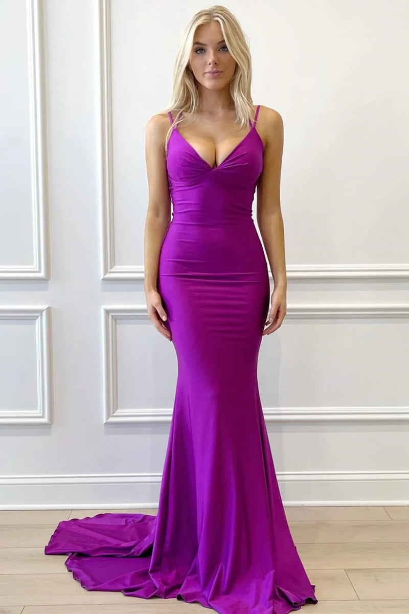 Purple Iridescent Sequin Lace-Up Back Mermaid Long Prom Dress VK23121202