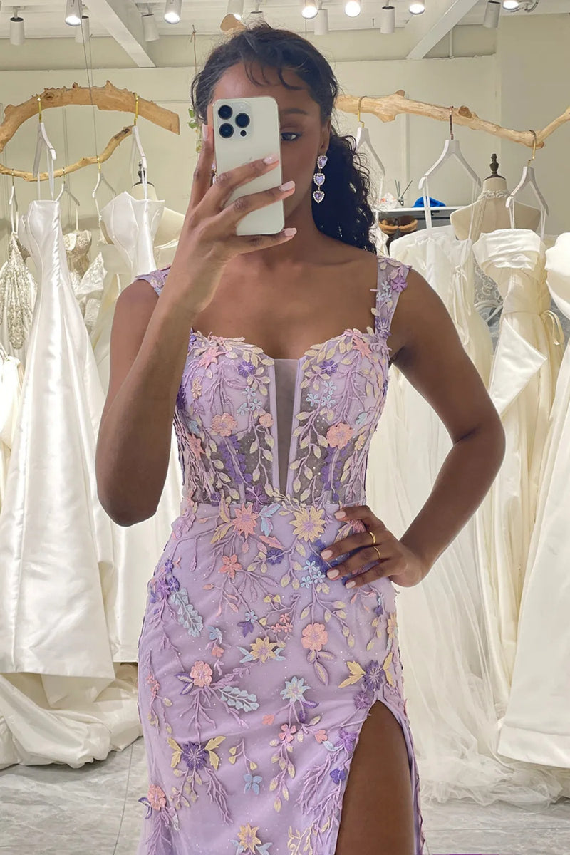 Purple Multi Sequins V Neck Cross Back Formal Gown Dress main image 0