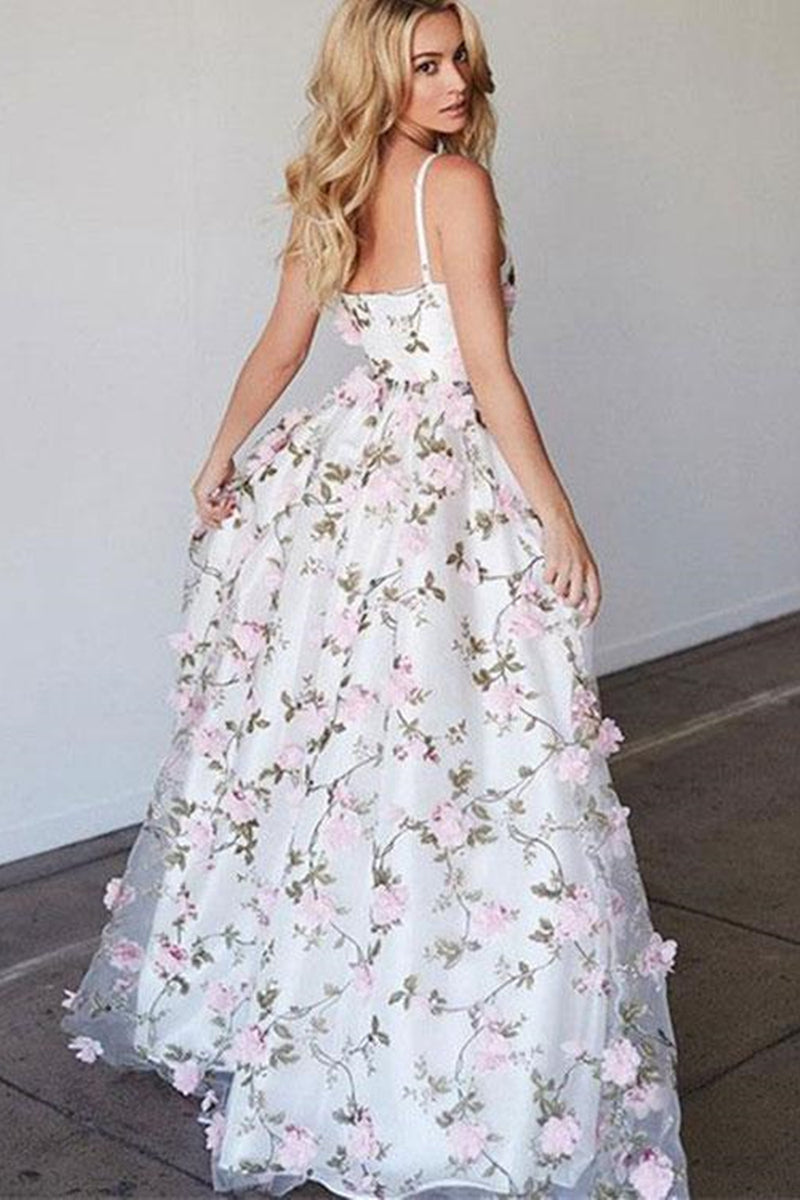 Ellis Open Back Dressy Floral Dress White