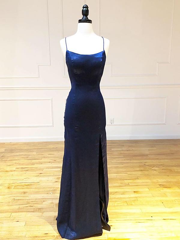 Backless Dark Navy Blue Long Prom Dresses Dark Navy Blue Formal Gradu Eip Collection