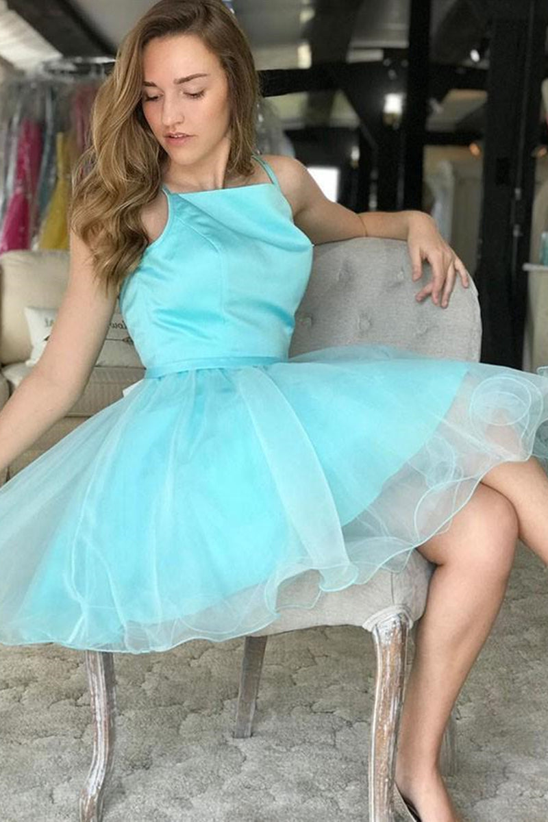 Cute Short Blue Prom Homecoming Dresses, Short Blue Formal Graduation