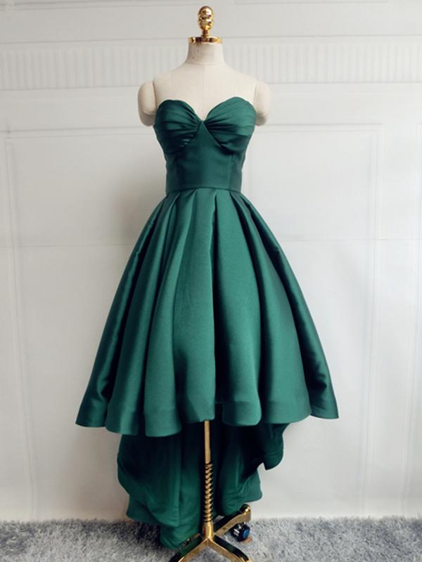 Emerald Green High Low Satin Prom Dresses, Emerald Green High Low Form Eip Collection Emerald Green High Low Satin Prom Dresses, Emerald Green High Low Form Eip Collection
