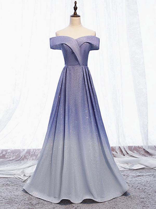 Off the Shoulder Purple Ombre Long Prom Dresses, Off the Shoulder Purp –  Eip Collection