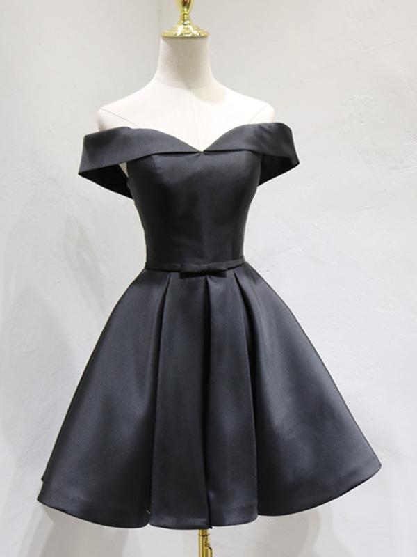 Off the Shoulder Short Black Prom Dresses, Little Black Formal Graduat –  Eip Collection