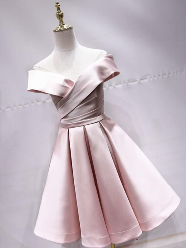 Off the Shoulder Short Pink Prom Dresses, Short Pink Formal Evening Gr   Eip Collection