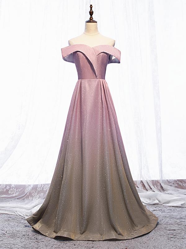 Shiny Off Shoulder Pink Ombre Prom Dresses, Pink Ombre Formal Graduati –  Eip Collection