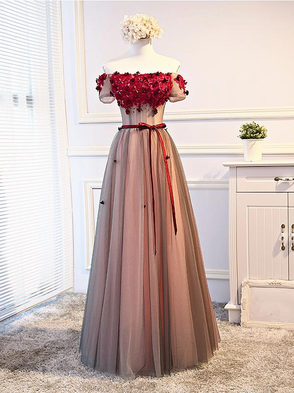 burgundy floral maxi dress Short Sleeves Burgundy Floral Long Prom Dresses, Burgundy Floral Forma – Eip Collection