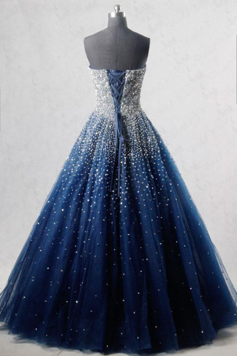 Sparkly Strapless Blue Prom Dresses, Strapless Blue Long Formal Evenin   Eip Collection