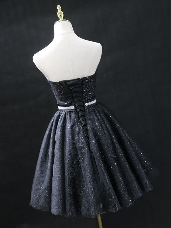 Sweetheart Neck Short Black Prom Dresses Little Black Formal