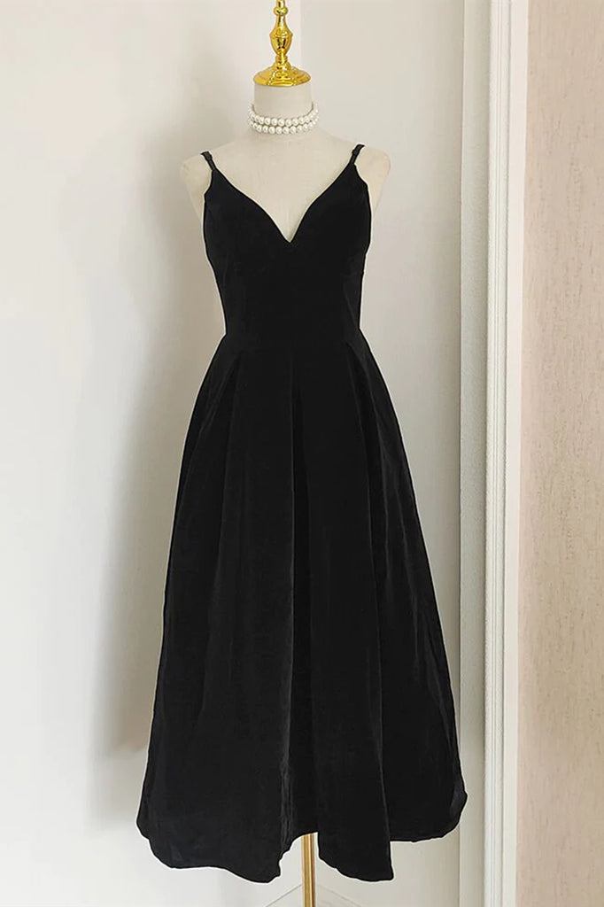 A Line V Neck Burgundy Black Tea Length Prom Dresses, Short Black Wine Eip Collection A Line V Neck Burgundy Black Tea Length Prom Dresses, Short Black Wine Eip Collection