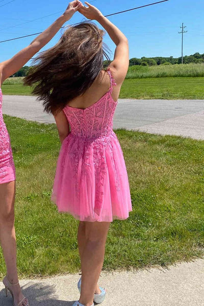 A Line V Neck Short Royal Blue Pink Green Lace Prom Dresses, Short Royal Blue Pink Green Lace Formal Homecoming Dresses