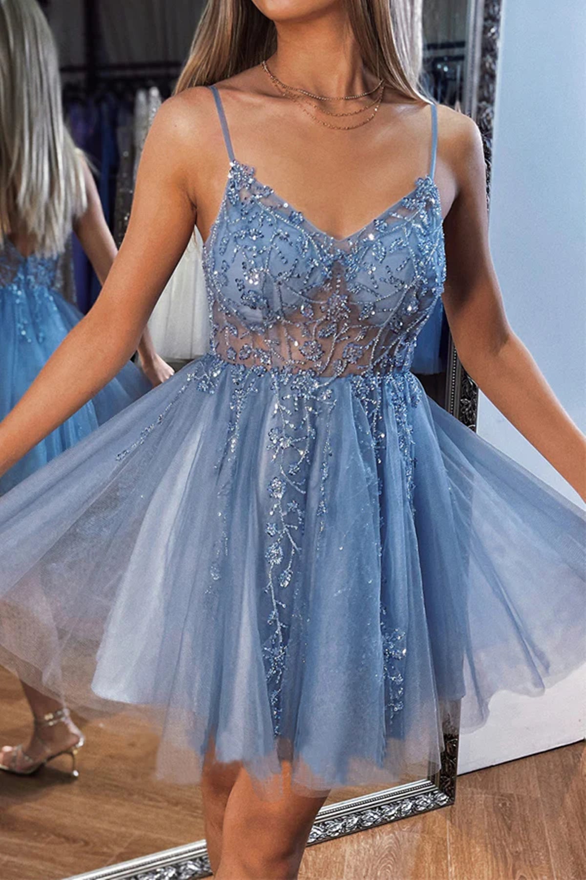 Cute Beaded Gray Tulle Short Prom Dresses, Beaded Gray Homecoming Dres Eip Collection Cute Beaded Gray Tulle Short Prom Dresses, Beaded Gray Homecoming Dres Eip Collection
