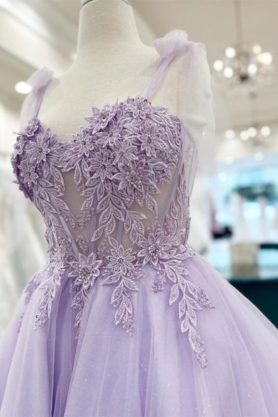 Cute Sweetheart Neck Lilac Lace Prom Dresses, Lilac Lace Homecoming Dresses, Short Purple Formal Evening Dresses