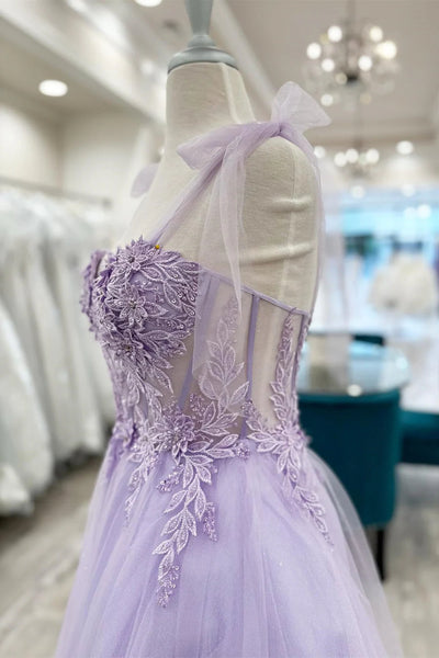 Cute Sweetheart Neck Lilac Lace Prom Dresses, Lilac Lace Homecoming Dresses, Short Purple Formal Evening Dresses