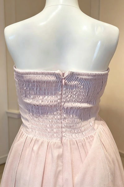 Lilac Halter Neck Prom Dresses, Lavender Deep V Ruched Long Formal Bridesmaid Dresses with 3D Rose