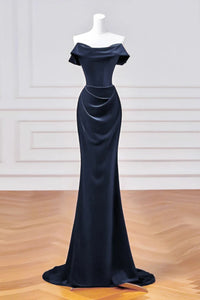 Off the Shoulder Mermaid Blue Prom Dresses, Off Shoulder Mermaid Blue Long Formal Evening Dresses
