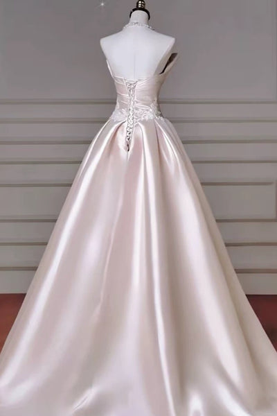 Off the Shoulder Pink Satin Long Lace Prom Dresses, Pink Satin Long Lace Formal Evening Dresses