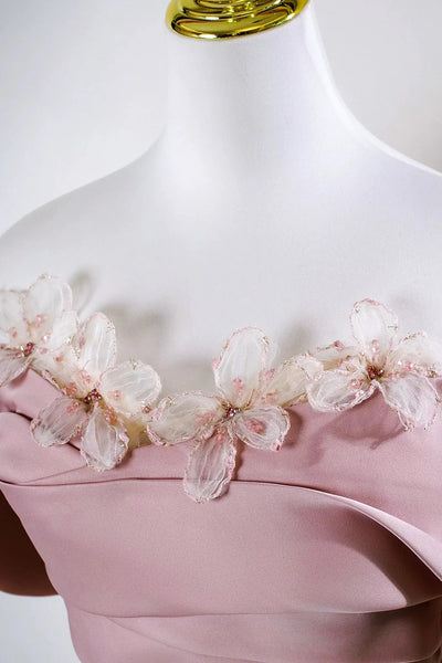 Off the Shoulder Pink Tulle Lace Prom Dresses, Off Shoulder Pink Lace Formal Evening Dresses