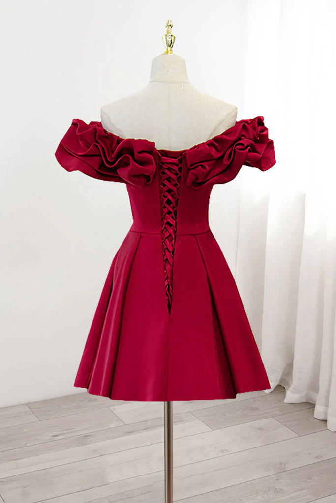 Off the Shoulder Short Burgundy Prom Dresses, Short Wine Red Graduatio Eip Collection Off the Shoulder Short Burgundy Prom Dresses, Short Wine Red Graduatio Eip Collection