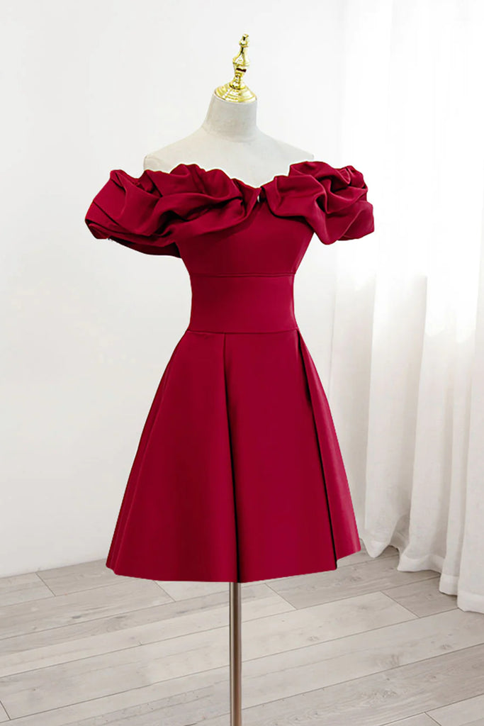 Off the Shoulder Short Burgundy Prom Dresses, Short Wine Red Graduatio Eip Collection Off the Shoulder Short Burgundy Prom Dresses, Short Wine Red Graduatio Eip Collection