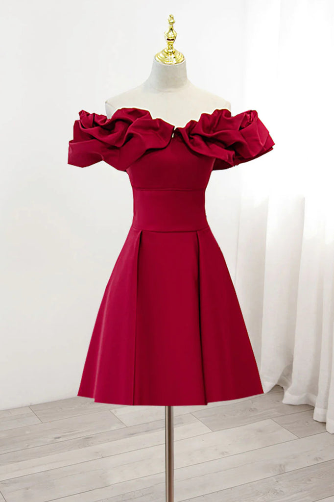 Off the Shoulder Short Burgundy Prom Dresses, Short Wine Red Graduatio Eip Collection Off the Shoulder Short Burgundy Prom Dresses, Short Wine Red Graduatio Eip Collection