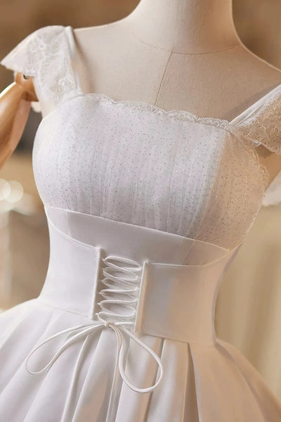 Off the Shoulder Short White Lace Prom Dresses, Short White Lace Formal Homecoming Dresses
