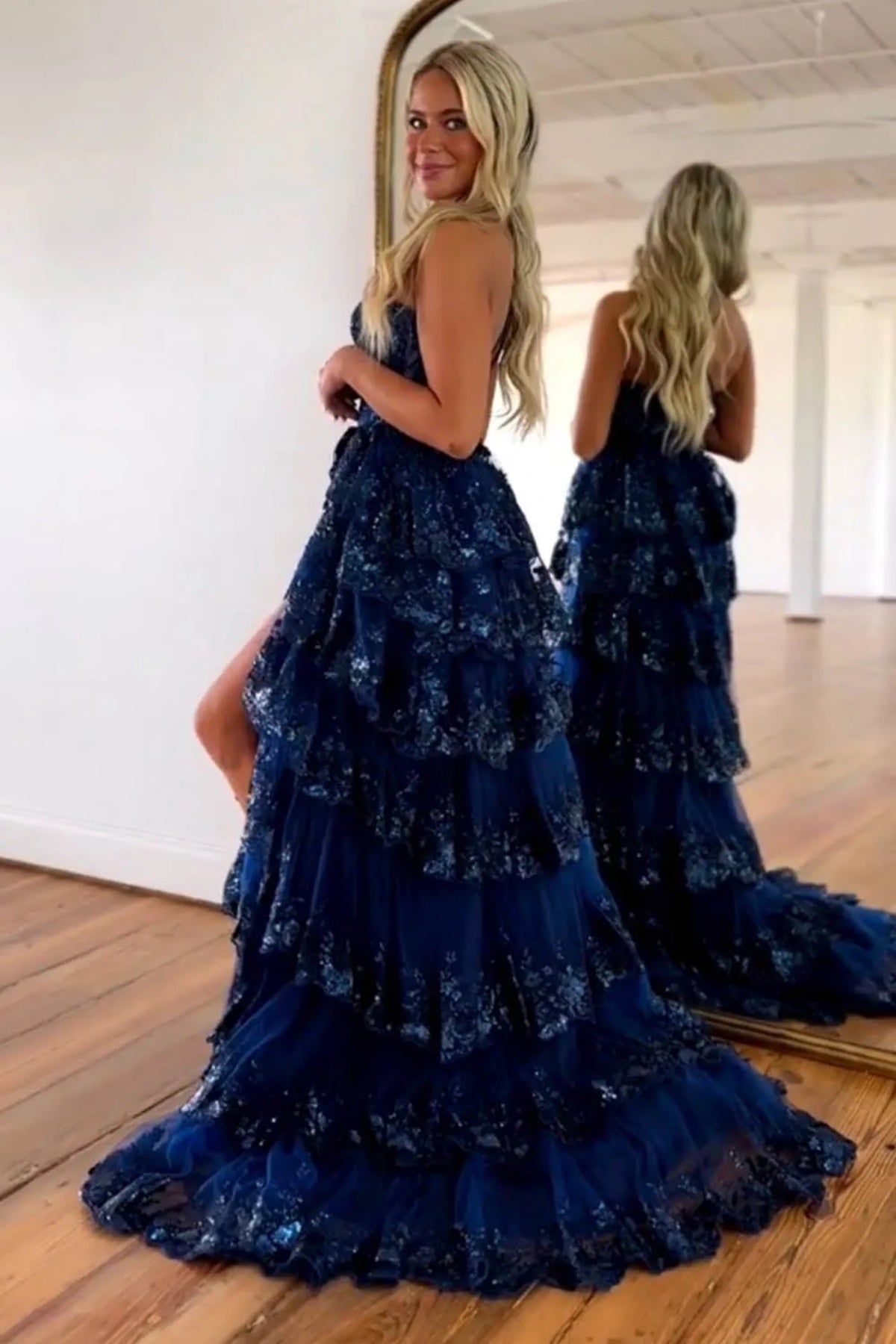 formal layered dresses Jovani 36687 Size 14 Black Long Prom Dress Sequin Floral Corset Off Shoulder Layered Skirt Slit Train formal Pageant Gown main image 1