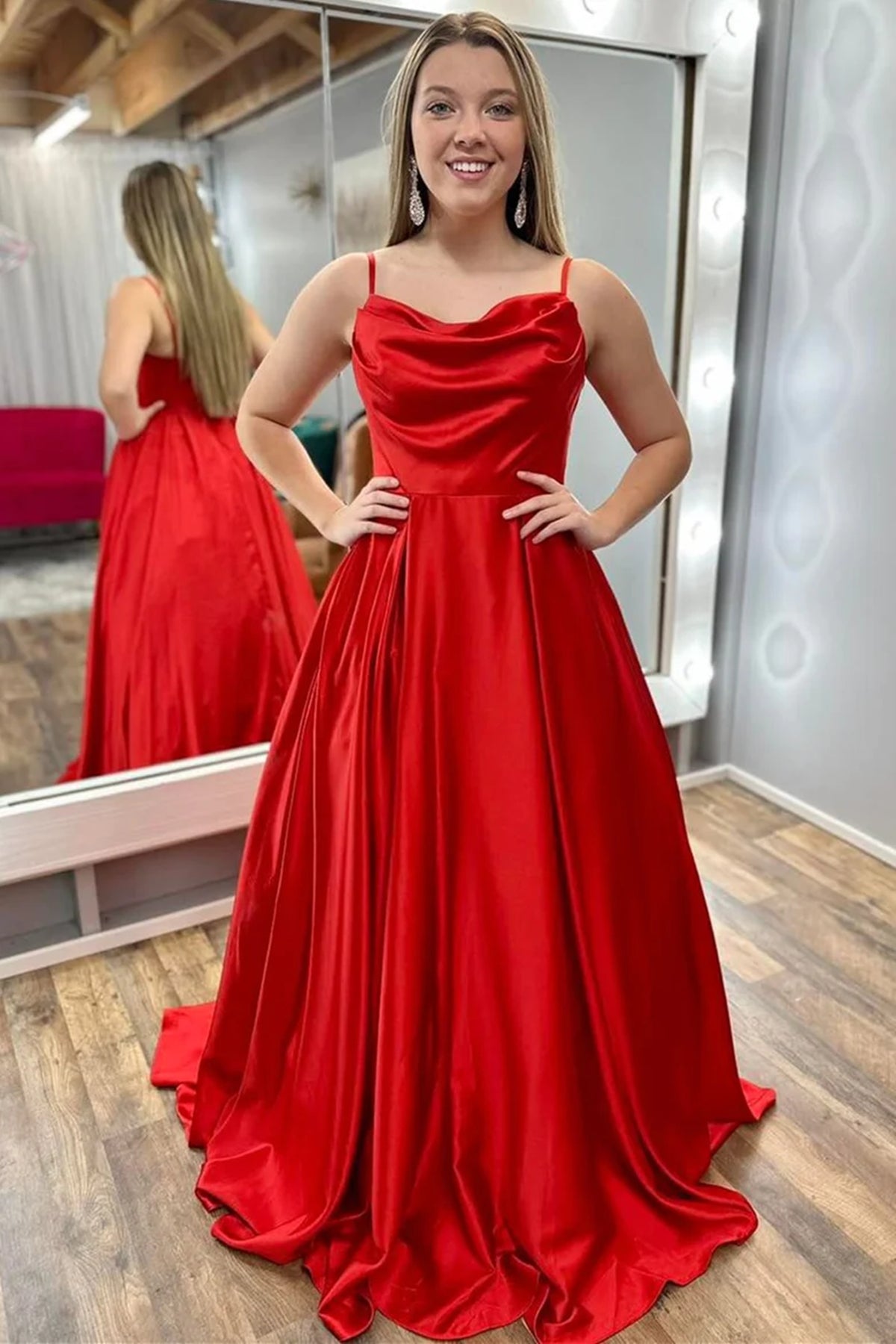 Open Back A Line Red Satin Long Prom Dresses, Long Red Formal Graduati Eip Collection Open Back A Line Red Satin Long Prom Dresses, Long Red Formal Graduati Eip Collection