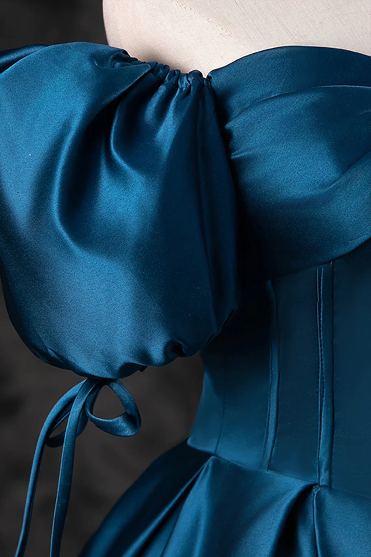 Peacock Blue Long Satin Prom Dresses, Peacock Blue Long Satin Formal E –  Eip Collection