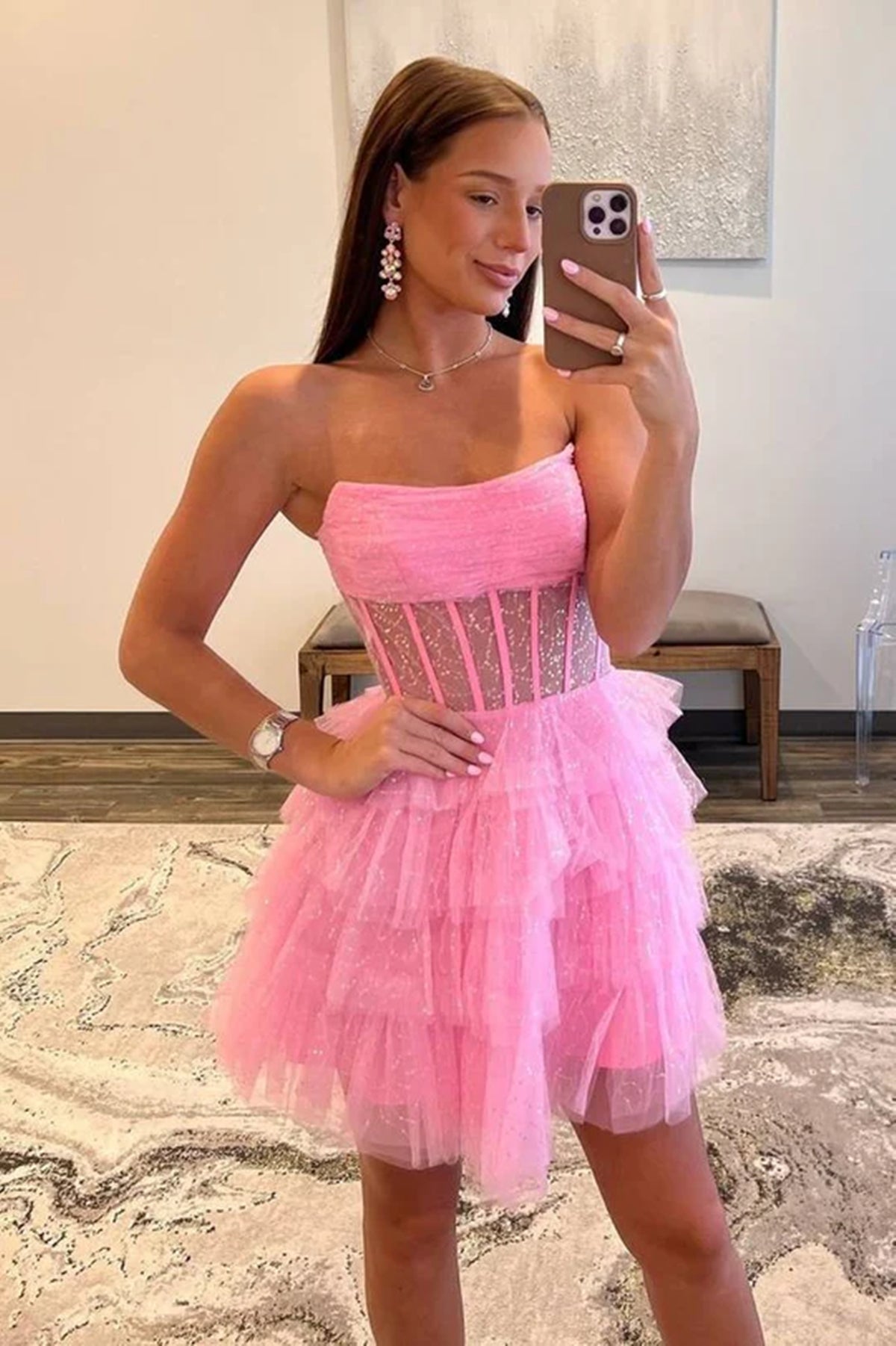 shiny tulle mini dress Sexy Shiny Blue Tulle Sweetheart A-Line Mini Dresses/ Homecoming Dress SposaBridal