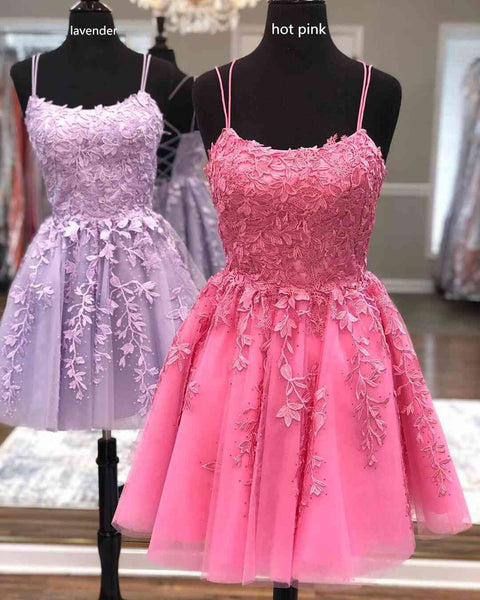 Short Light Blue Purple Pink Lace Prom Dresses, Light Blue Purple Pink Short Lace Graduation Homecoming Dresses