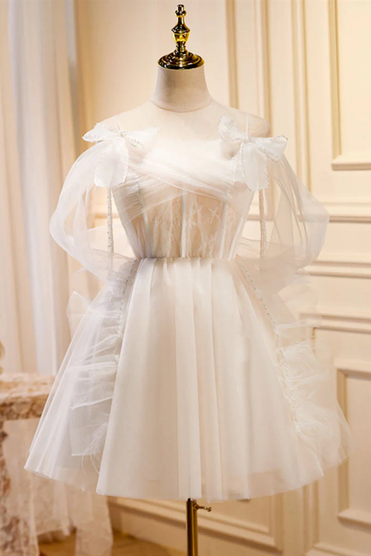 Short Light Champagne Tulle Prom Dresses, Short Light Champagne Formal Eip Collection Short Light Champagne Tulle Prom Dresses, Short Light Champagne Formal Eip Collection