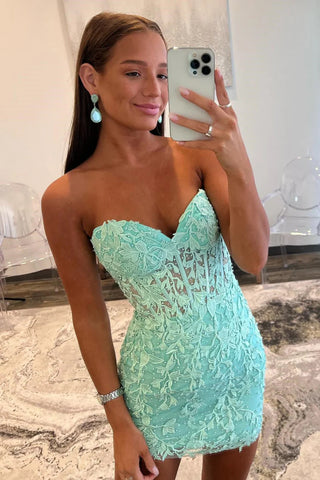 Short Mint Green Pink Blue Lace Prom Dresses, Pink Mint Blue Lace Formal Graduation Dresses