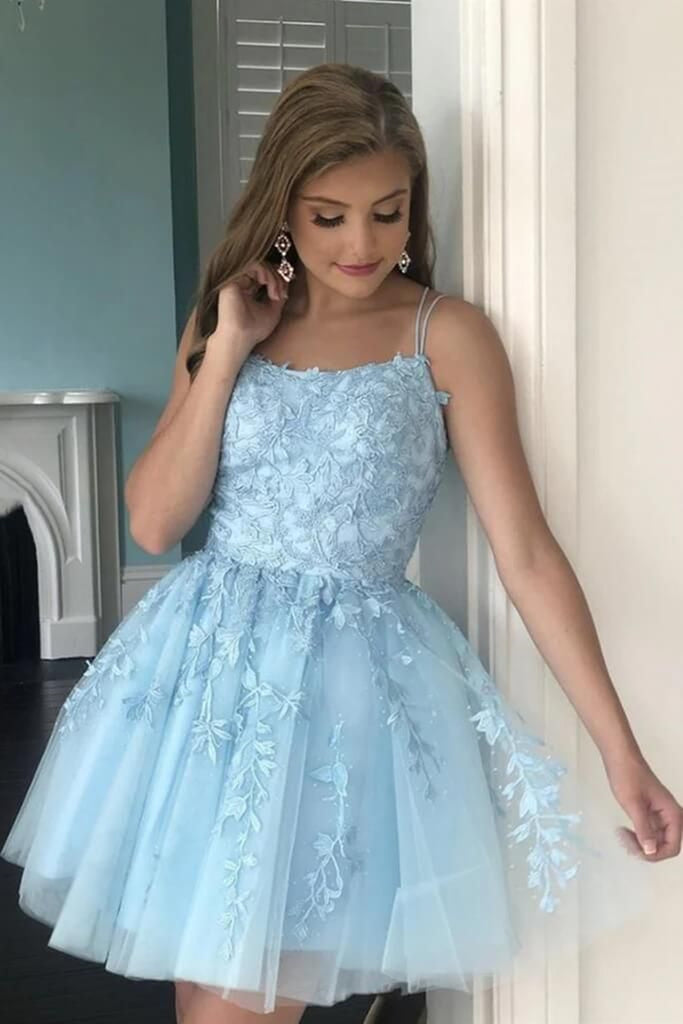 Short Pink Blue Backless Lace Prom Dresses, Short Pink Blue Open Back Eip Collection Short Pink Blue Backless Lace Prom Dresses, Short Pink Blue Open Back Eip Collection