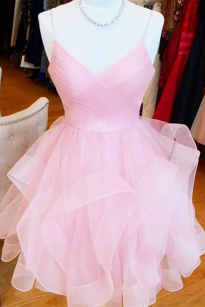Short V Neck Puffy Teal Burgundy White Pink Prom Dresses, Short V Neck Formal Homecoming Dresses EP2097