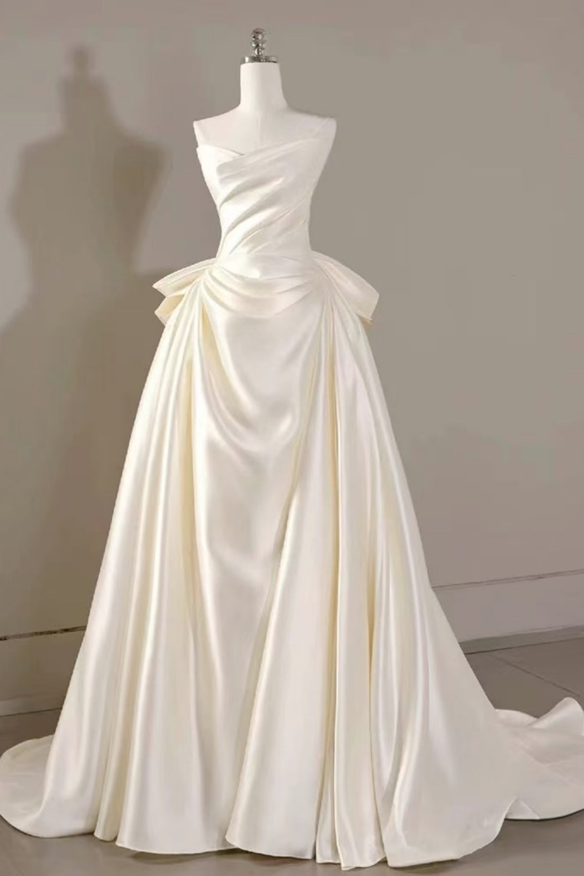 Strapless Ivory Satin Wedding Dresses, Ivory Satin Wedding Gowns, Ivory Bridal Dresses
