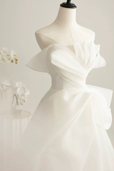 Strapless Ivory Wedding Dresses with Train, Ivory Wedding Gown, Ivory Bridal Dresses