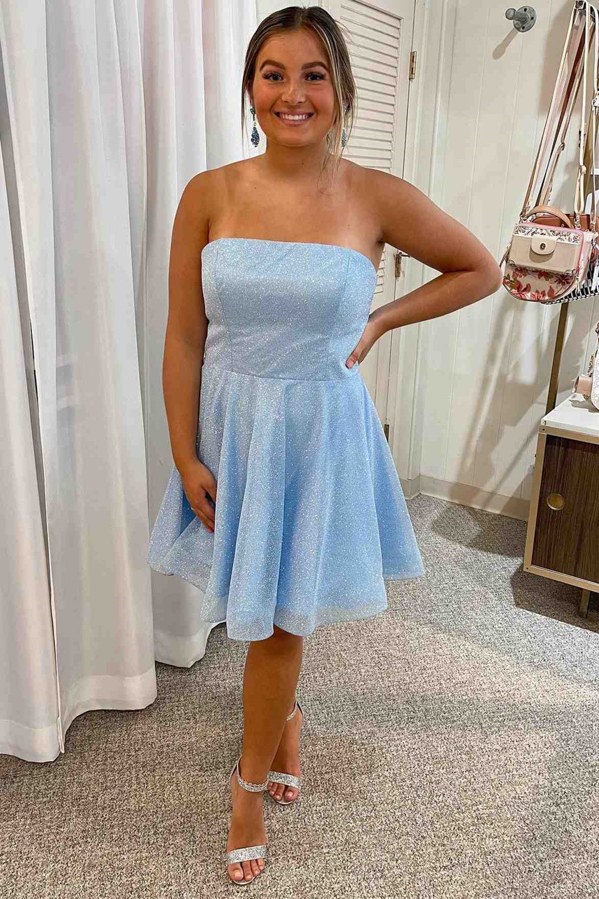 Strapless Short Blue Prom Dresses, Short Blue Formal Homecoming Dresse Eip Collection Strapless Short Blue Prom Dresses, Short Blue Formal Homecoming Dresse Eip Collection