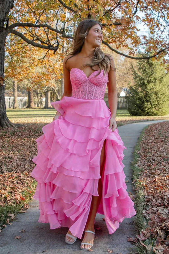 Strapless Sweetheart Neck Yellow/Pink/Blue Lace Layered Long Prom Dres Eip Collection Strapless Sweetheart Neck Yellow/Pink/Blue Lace Layered Long Prom Dres Eip Collection