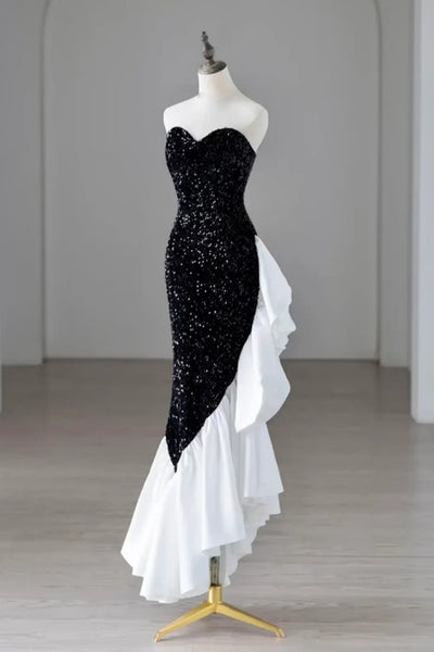 Sweetheart Neck Black Mermaid Long Prom Dresses, Black Mermaid Long Formal Homecoming Dresses