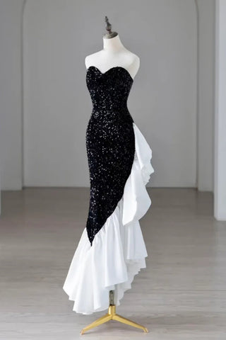 Sweetheart Neck Black Mermaid Long Prom Dresses, Black Mermaid Long Formal Homecoming Dresses