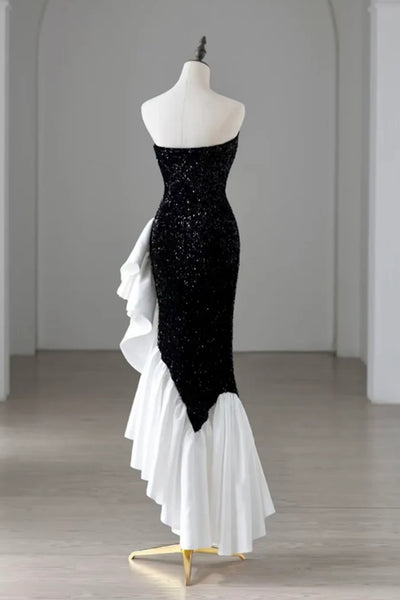 Sweetheart Neck Black Mermaid Long Prom Dresses, Black Mermaid Long Formal Homecoming Dresses