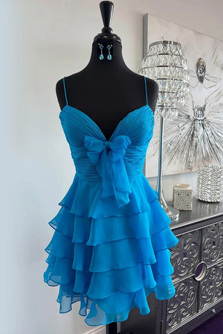 Sweetheart Neck Blue Pink Short Chiffon Prom Dresses, Short Chiffon Blue Pink Formal Homecoming Dresses