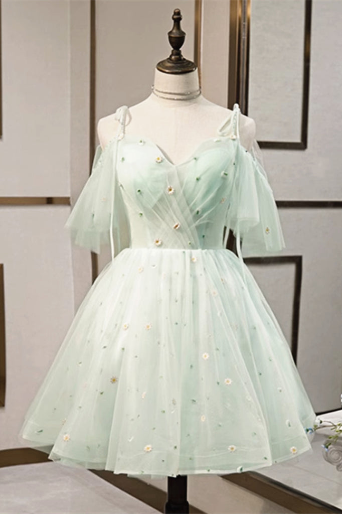 Sweetheart Neck Off the Shoulder Short Green Prom Dresses, Short Green Eip Collection Sweetheart Neck Off the Shoulder Short Green Prom Dresses, Short Green Eip Collection
