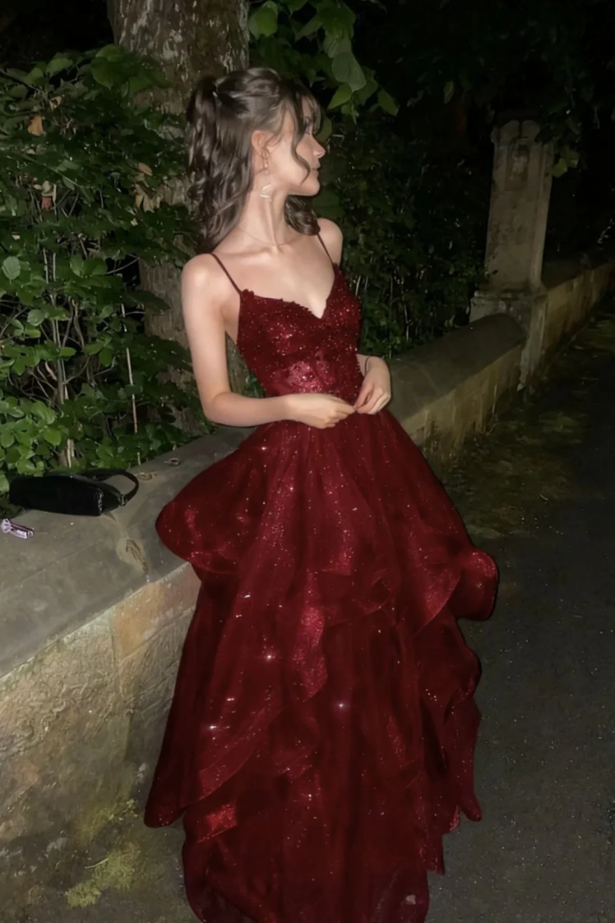 V Neck Layered Black Burgundy Blue Beaded Long Prom Dresses, V Neck Be – Eip Collection V Neck Layered Black Burgundy Blue Beaded Long Prom Dresses, V Neck Be – Eip Collection