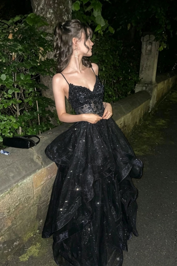 V Neck Layered Black Burgundy Blue Beaded Long Prom Dresses, V Neck Be Eip Collection V Neck Layered Black Burgundy Blue Beaded Long Prom Dresses, V Neck Be Eip Collection
