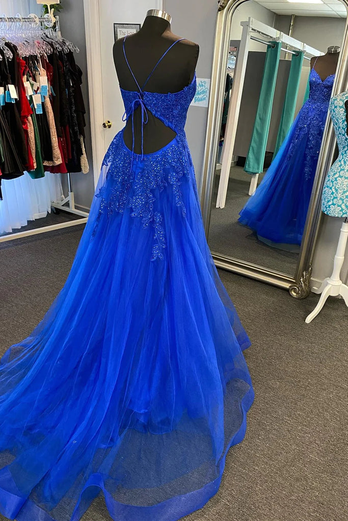 V Neck Royal Blue Lace Prom Dresses, V Neck Royal Blue Lace Formal Eve Eip Collection V Neck Royal Blue Lace Prom Dresses, V Neck Royal Blue Lace Formal Eve Eip Collection